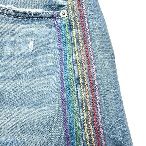 American Eagle | Rainbow Stitch Festival Distressed High Rise Denim Jeans | 12 - Picture 6 of 11